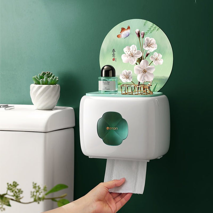 GonQin Toilet Tissue Roll Holder with Cover Wall Mounted - GonQin