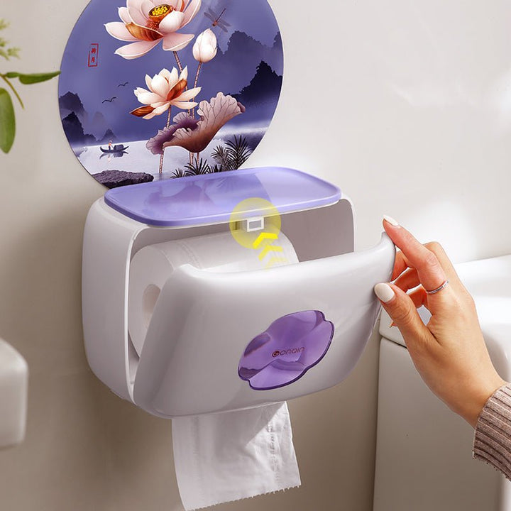 GonQin Toilet Tissue Roll Holder with Cover Wall Mounted - GonQin