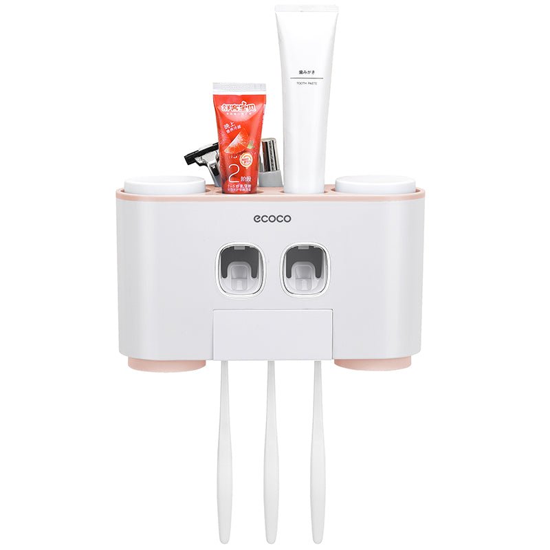 GonQin Toothpaste Dispenser With 4 Magnetic Cups - GonQin